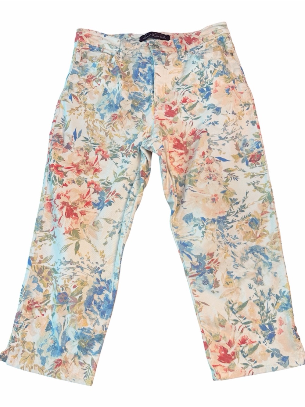 Gloria Vanderbilt Amanda Women’s Cropped Flowered Jeans sz8